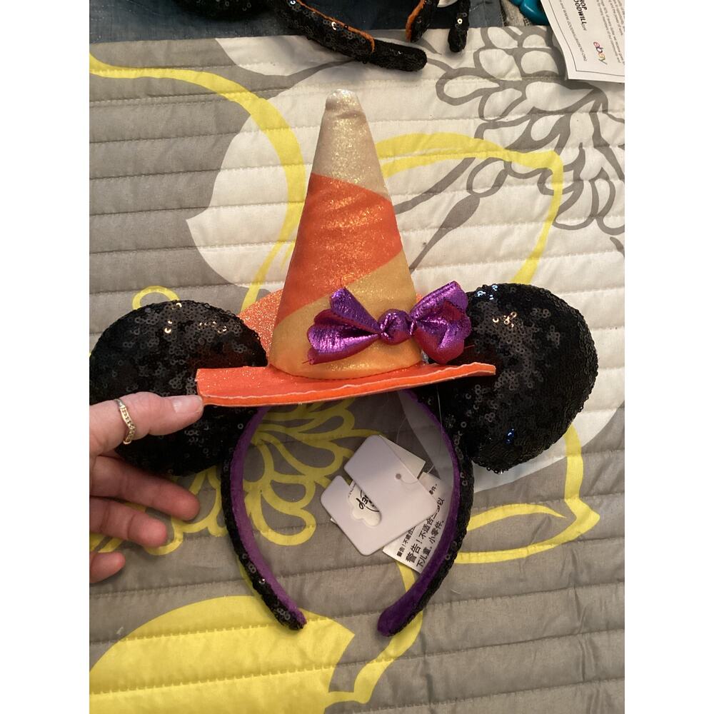 NWT Disney Parks Halloween Candy Corn Witches Hat Minnie Mouse Ears Headband
